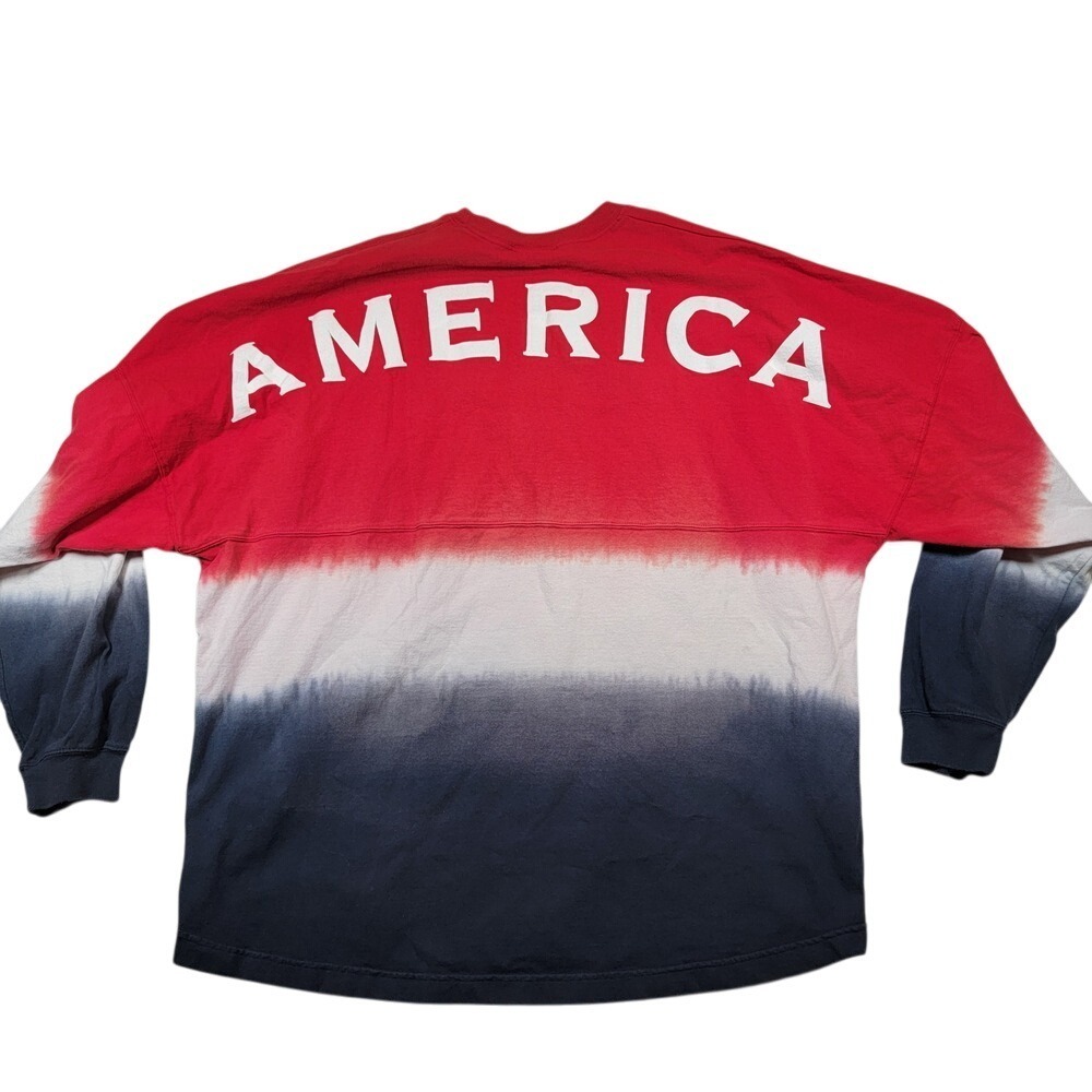 America Spirit Jersey Men's Long Sleeve Shirt Sz XXL 2XL Ombre‎ USA Puff Print